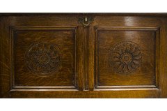 Bruce Talbert for Gillows. A Gothic revival oak cabinet with carved florets to the front and the sides - Thumbnail 2