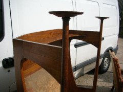 Liberty and Co. An Arts and Crafts oak settle with fabric of The Silver Studio's - Thumbnail 3