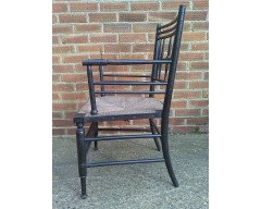 Liberty and Co. A set of Aesthetic Movement ebonised chairs after designs by Ford Maddox Brown with a Moresque style. - Thumbnail 14