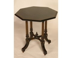 Gillows. An Aesthetic Movement ebonised and brass ball inlay sidetable - Thumbnail 1