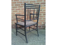Liberty and Co. A set of Aesthetic Movement ebonised chairs after designs by Ford Maddox Brown with a Moresque style. - Thumbnail 15