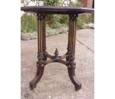 Gillows. An Aesthetic Movement ebonised and brass ball inlay sidetable - Thumbnail 3