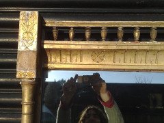 A large Gothic Revival gilt and incised mirror - Thumbnail 7