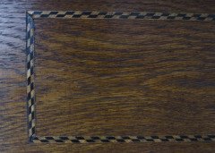Liberty and Co. An Arts and Crafts oak settle with fabric of The Silver Studio's - Thumbnail 2