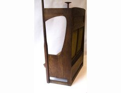 Liberty and Co. An Arts and Crafts oak settle with fabric of The Silver Studio's - Thumbnail 6
